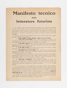 Filippo Tommaso Marinetti - Manifesto Tecnico della Letteratura Futurista