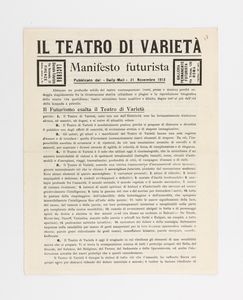 Filippo Tommaso Marinetti (rif.) - Il teatro di varietà. Manifesto futurista