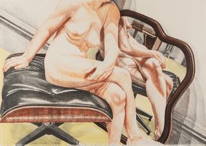 Philip Pearlstein - Nude on Eames Stool, with Mirror