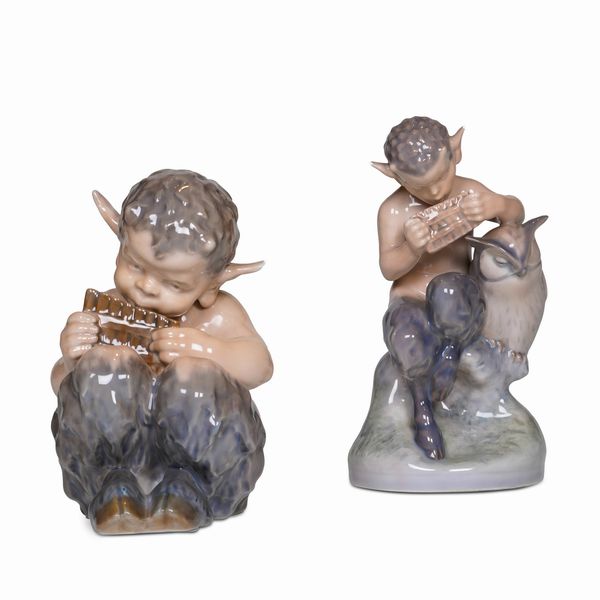 Figurine di fauni musicanti<BR>Danimarca, Manifattura Royal Copenhagen, 1975-1979  - Asta Dimore Italiane - Associazione Nazionale - Case d'Asta italiane