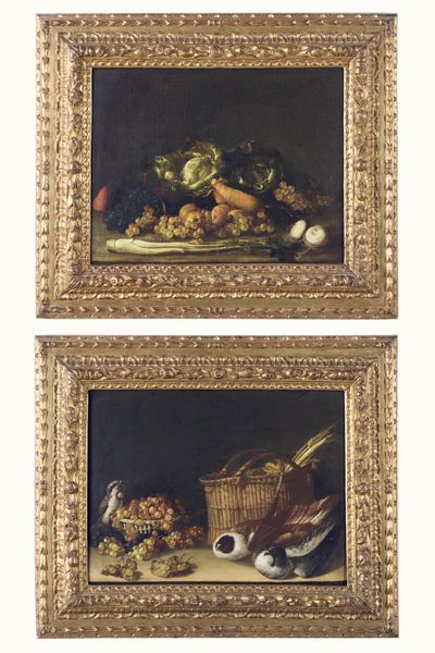 Scuola emiliana del XVIII secolo Nature morte con verdure, frutti e uccellini  - Asta Dipinti Antichi - Associazione Nazionale - Case d'Asta italiane