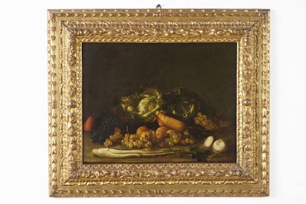 Scuola emiliana del XVIII secolo Nature morte con verdure, frutti e uccellini  - Asta Dipinti Antichi - Associazione Nazionale - Case d'Asta italiane