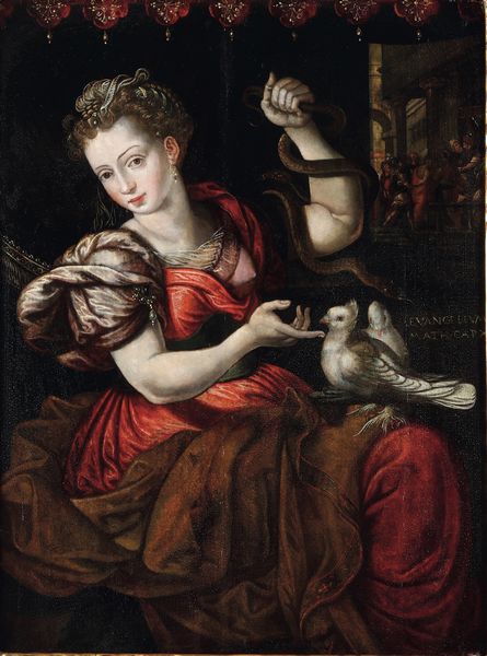 Frans Floris, Attribuito a : Figura allegorica con gli attributi dell'Innocenza e della Prudenza  - Asta Dipinti Antichi - Associazione Nazionale - Case d'Asta italiane