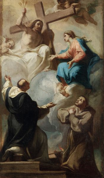 Jacopo Alessandro Calvi detto il Sordino : Ges Cristo appare alla Madonna e ai Santi Domenico e Francesco  - Asta Dipinti Antichi - Associazione Nazionale - Case d'Asta italiane