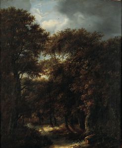 Jacob Izaaksoon van Ruisdael, Attribuito a - Paesaggio boschivo