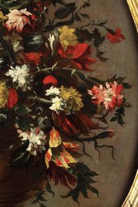 (attivo tra il 1730 e il 1760) Maestro dei fiori guardeschi, Attribuito a : Natura morta con vaso di fiori,  - Asta Dipinti Antichi - Associazione Nazionale - Case d'Asta italiane