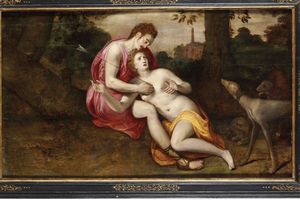 Frans Floris, Seguace di : Cefalo e Procri  - Asta Dipinti Antichi - Associazione Nazionale - Case d'Asta italiane