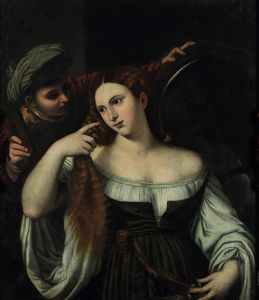 Tiziano Vecellio copia da, copia da - Donna allo specchio