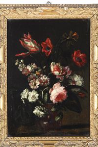 Scuola del XVII secolo Nature morte con vasi fiori  - Asta Dipinti Antichi - Associazione Nazionale - Case d'Asta italiane