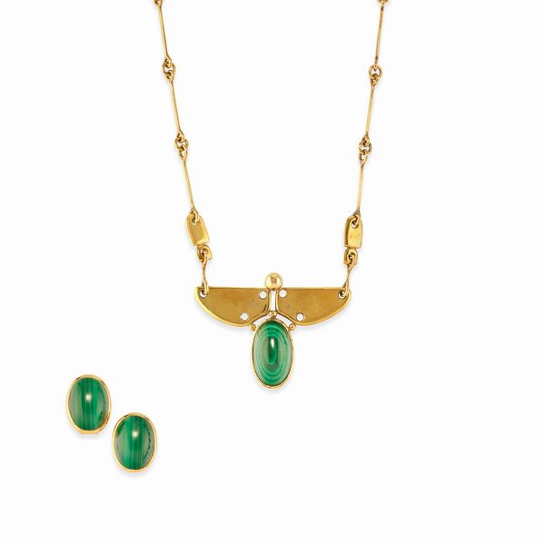 Pao Ying Wang : Demi-parure con malachite  - Asta Gioielli - Associazione Nazionale - Case d'Asta italiane