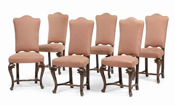 Sei sedie di forma Luigi XV in legno intagliato, seconda met XVIII secolo  - Asta Antiquariato - Associazione Nazionale - Case d'Asta italiane