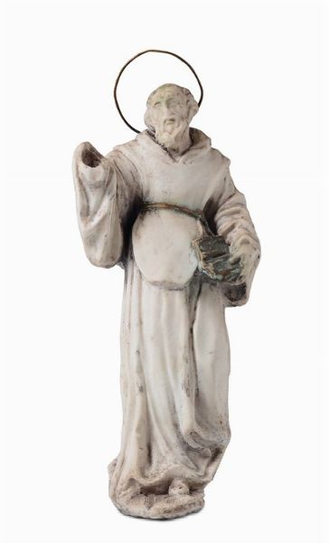 Figura di Santo in marmo scolpito, XVIII secolo  - Asta Antiquariato - Associazione Nazionale - Case d'Asta italiane
