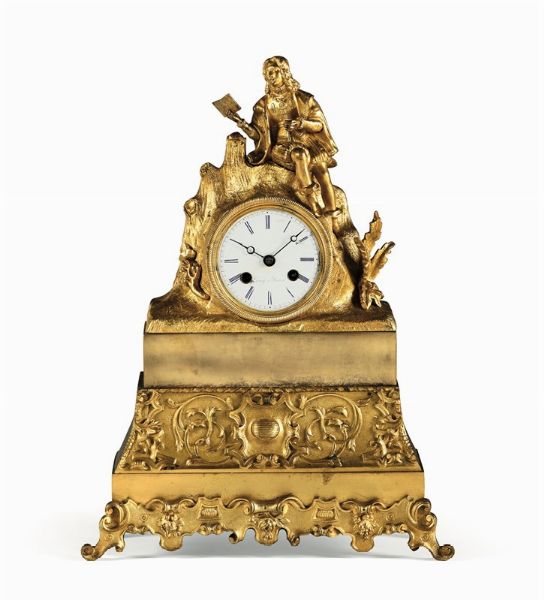 Pendola da tavolo in bronzo dorato, Leroy a Paris XIX secolo  - Asta Antiquariato - Associazione Nazionale - Case d'Asta italiane