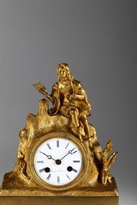 Pendola da tavolo in bronzo dorato, Leroy a Paris XIX secolo  - Asta Antiquariato - Associazione Nazionale - Case d'Asta italiane
