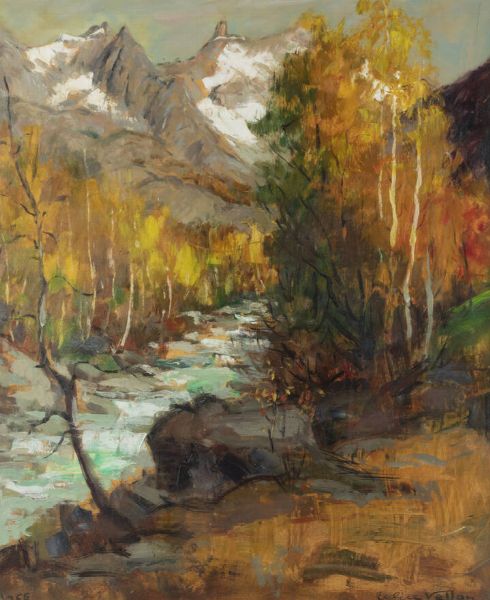 FELICE VELLAN Torino 1889 - 1976 : Impressione. Autunno a Courmayeur 1965  - Asta Dipinti  - Associazione Nazionale - Case d'Asta italiane