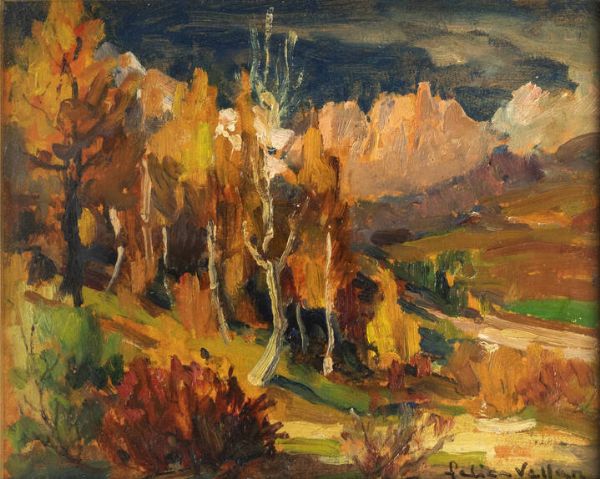 FELICE VELLAN Torino 1889 - 1976 : Autunno a Bardonecchia  - Asta Dipinti  - Associazione Nazionale - Case d'Asta italiane