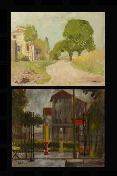 ATTILIO CORSETTI Feltre (BL) 1907 - 1978 Torino : Lotto di due dipinti: A) Strada di citt B) Strada di campagna  - Asta Dipinti  - Associazione Nazionale - Case d'Asta italiane