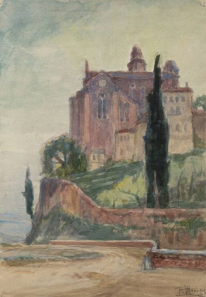 FRANCESCO MENNYEY Torino 1889 - 1950 : Chiesa sulla scogliera  - Asta Dipinti  - Associazione Nazionale - Case d'Asta italiane