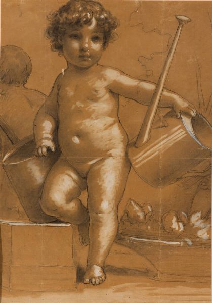 LUIGI GAINOTTI Parma 1859-Genova 1940 : Putto  - Asta Dipinti  - Associazione Nazionale - Case d'Asta italiane