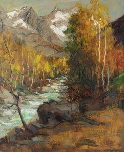 FELICE VELLAN Torino 1889 - 1976 - Impressione. Autunno a Courmayeur 1965