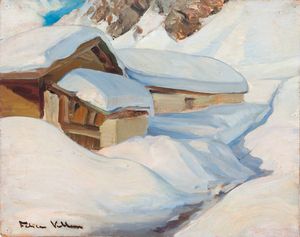 FELICE VELLAN Torino 1889 - 1976 - Case innevate