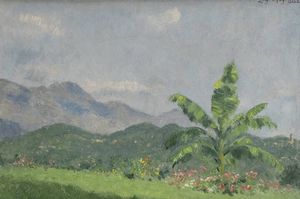 MARCO CALDERINI Torino 1850 - 1941 - Paesaggio Biella 2-9-1929