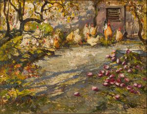 MARIO GACHET Torino 1879 - 1981 - Galline e rape