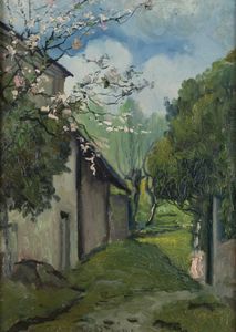 BENEDETTO GHIVARELLO Torino 1882 - 1955 - Case e alberi 1940