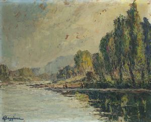 ENRICO BOGGIONE Torino 1889 - 1985 - Lago di montagna