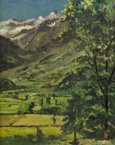 ROMOLO GARRONE Torino 1891 - 1959 - Paesaggio montano 23/8/1958