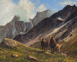 ROMOLO GARRONE Torino 1891 - 1959 - Montagne e pecore