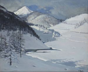 CARLO MUSSO Balangero (TO) 1907 - 1968 - Paesaggio montano innevato