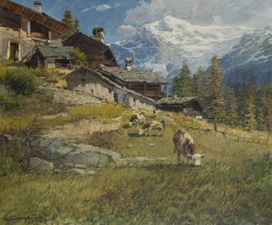 LICINIO CAMPAGNARI Favaro Veneto (VE) 1920 - 1981 - Alta valle di Brusson (Verres-Valle d'Aosta)