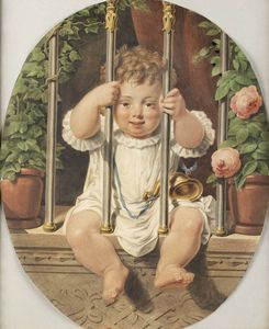 MICHAEL STOHL Vienna (Austria) 1814-1881 - Bambino alla ringhiera 1869