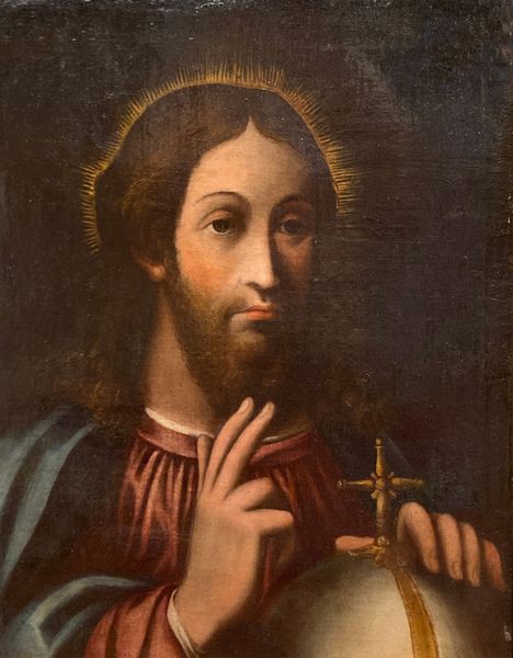 Scuola spagnola fine XVIII secolo : Salvator Mundi  - Asta Dipinti e Disegni Antichi - Associazione Nazionale - Case d'Asta italiane