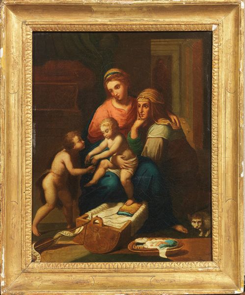 Ignoto fine del XVIII secolo : Madonna col Bambino, San Giovanni e Sant'Anna (copia da Raffaello)  - Asta Dipinti e Disegni Antichi - Associazione Nazionale - Case d'Asta italiane