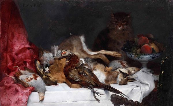 Paul Mathey : Natura morta con cacciagione e gatto  - Asta Dipinti del XIX e XX secolo - Associazione Nazionale - Case d'Asta italiane