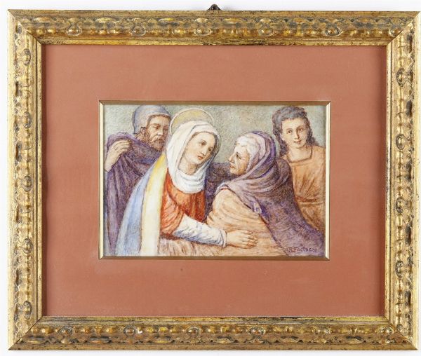 Dipinto a firma Falchero Madonna con figure  - Asta Dipinti del XIX e XX secolo - Associazione Nazionale - Case d'Asta italiane