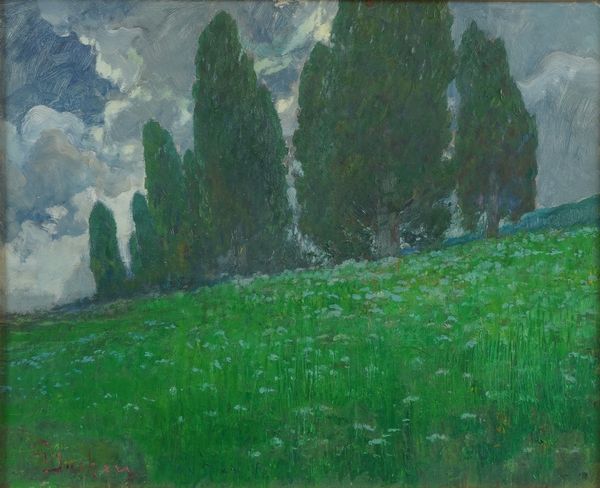 Giuseppe Sacheri : Paesaggio con alberi e fiori  - Asta Dipinti del XIX e XX secolo - Associazione Nazionale - Case d'Asta italiane