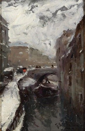 Giuseppe Solenghi : Naviglio  - Asta Dipinti del XIX e XX secolo - Associazione Nazionale - Case d'Asta italiane