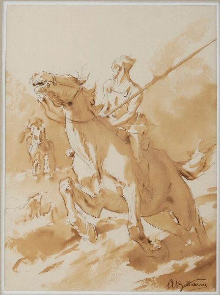 Achille Beltrame : Cavalieri  - Asta Dipinti del XIX e XX secolo - Associazione Nazionale - Case d'Asta italiane