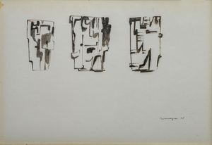 CONSAGRA PIETRO (1920 - 2005) : BITUME SU CARTA ( TRE IMMAGINI), 1956  - Asta Asta 468 | ARTE MODERNA E CONTEMPORANEA Online - Associazione Nazionale - Case d'Asta italiane