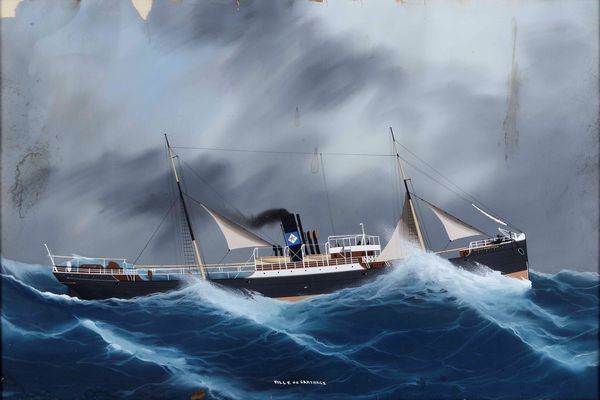 Pittore del XIX-XX secolo Ritratto dello steam yacht Ville de Carthage in navigazione  - Asta Arte Marinara - Associazione Nazionale - Case d'Asta italiane