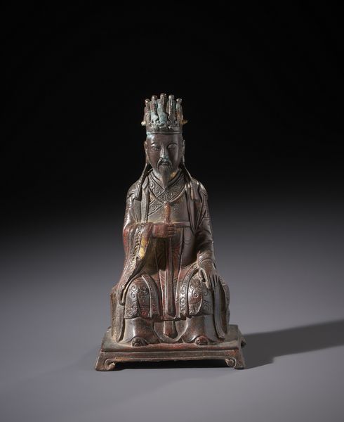 Arte Cinese : Figura in bronzo con tracce di dorature raffigurante la divinit taoista Wenchang Dijun.Cina XX sec.  - Asta Asta 470 | ARTE ORIENTALE Online - Associazione Nazionale - Case d'Asta italiane