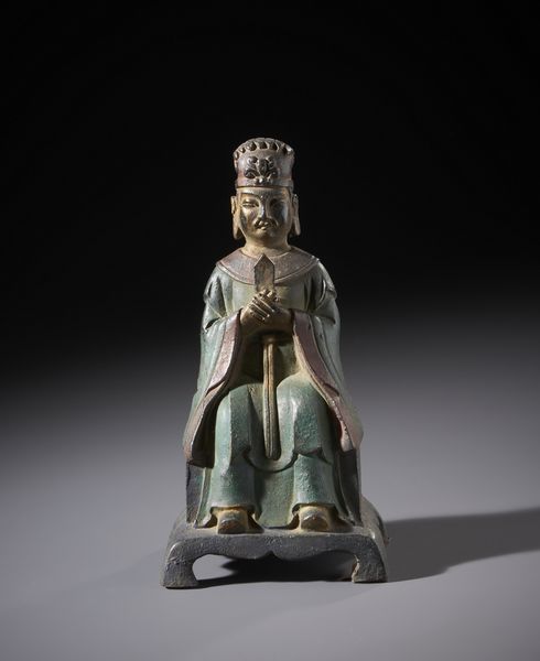 Arte Cinese : Figura in bronzo raffigurante Wenchang Dijun seduto.parzialmente dorato con tracce di policromia.Cina, XX sec.  - Asta Asta 470 | ARTE ORIENTALE Online - Associazione Nazionale - Case d'Asta italiane