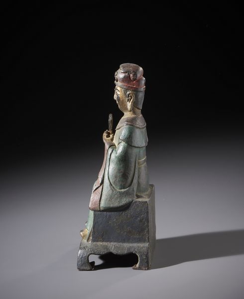 Arte Cinese : Figura in bronzo raffigurante Wenchang Dijun seduto.parzialmente dorato con tracce di policromia.Cina, XX sec.  - Asta Asta 470 | ARTE ORIENTALE Online - Associazione Nazionale - Case d'Asta italiane