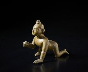 Arte Indiana - Figura in bronzo raffigurante Balakrishna. India, XIX sec.