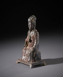 Arte Cinese : Figura in bronzo con tracce di dorature raffigurante la divinit taoista Wenchang Dijun.Cina XX sec.  - Asta Asta 470 | ARTE ORIENTALE Online - Associazione Nazionale - Case d'Asta italiane