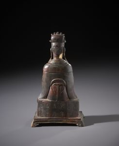 Arte Cinese : Figura in bronzo con tracce di dorature raffigurante la divinit taoista Wenchang Dijun.Cina XX sec.  - Asta Asta 470 | ARTE ORIENTALE Online - Associazione Nazionale - Case d'Asta italiane