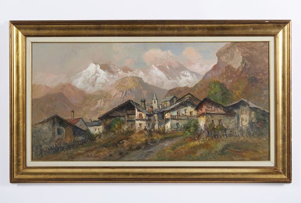 BRACCHI LUIGI (1892 - 1978) : Paesaggio montano con case e personaggi  - Asta Asta 469 | ARTE ANTICA E DEL XIX SECOLO Online - Associazione Nazionale - Case d'Asta italiane